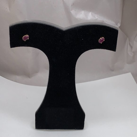 14K 5x3 Oval Natural Ruby Post Earrings - Picture 4 of 12